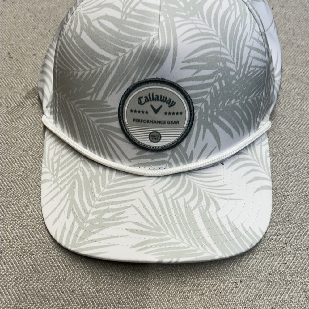 Callaway White and Light Gray Palm-Print Performance Golf Cap